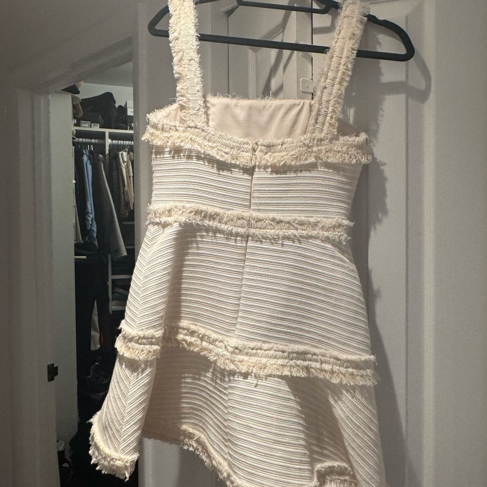 Alexis Cream Ribbed Ruffled Mini Sundress - Picture 2 of 4